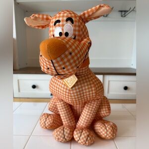 Vintage Scooby Doo Y2K Orange Gingham Plush Stuffed Animal Hanna-Barbera